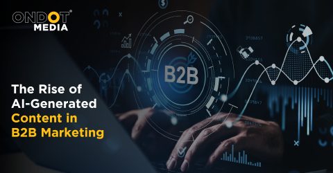 AI-generated content in B2B marketing showcasing digital technology, analytics, and content strategy for modern businesses.
