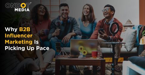 B2B influencer marketing professionals creating digital content for a brand campaign, highlighting the growing role of influencer partnerships in B2B marketing and demand generation.
