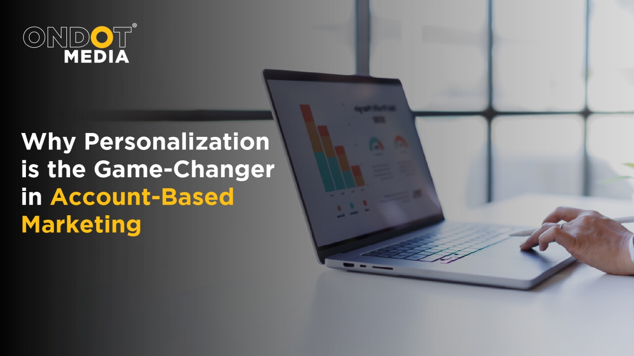 Laptop displaying marketing analytics dashboard representing personalization in account-based marketing for targeted B2B engagement and campaign performance.