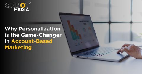 Laptop displaying marketing analytics dashboard representing personalization in account-based marketing for targeted B2B engagement and campaign performance.