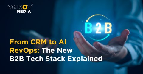 B2B technology stack showing the transition from CRM to AI RevOps, automation, data analytics, and revenue management.